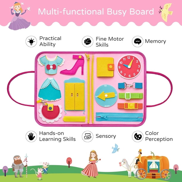Busy Board Montessori 25-en-1 – 3 Zones De Jeu – Verrous, Horloge, Lumières – Dès 1 An – Jouet Éducatif Sensoriel