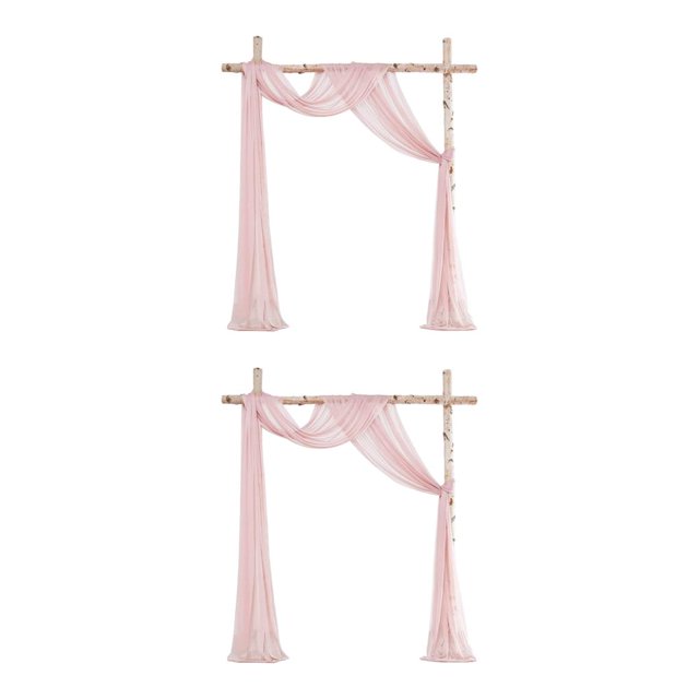 Ruiboury Wedding Arch Drapes Add Romantic Atmosphere With Wide Application Wedding Arch Draping Fabric Polyester Wedding Valance silver pink 2Set