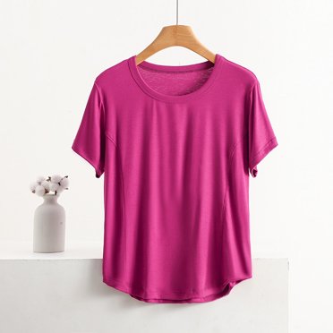 AherBiu Plus Size Womens T-Shirts Crew Neck Short Sleeve Tops Workout Casual Summer Tee Shirt Soft Solid Basic Tshirts