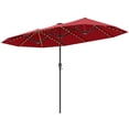 thumbnail image 2 of Costway 13 FT Large Patio Umbrella with LED Solar Lights Crank Handle 12 Heavy-Duty Ribs Wine, 2 of 10