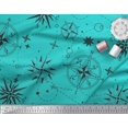 thumbnail image 3 of Soimoi Green Rayon Crepe Fabric Direction Compass Nautical Decor Fabric Printed Yard 46 Inch Wide, 3 of 5