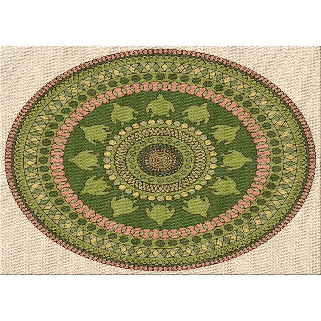 Ahgly Company Machine Washable Indoor Rectangle Transitional Ginger Brown Green Area Rugs, 3' x 5'