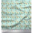 thumbnail image 1 of Soimoi Vert Velours Feuilles & Anémone Imprimé Floral Tissu par Yard 58 Pouces de Large, 1 of 5