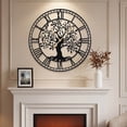 thumbnail image 2 of Costway Large Wall Clock, 27” Tree of Life Big Metal Clock, Non-Ticking Decorative Clock, 2 of 9