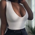 thumbnail image 4 of AherBiu Workout Tops for Women Ribbed Bralette Cropped Tank Top Stretchy Deep V Neck Yoga Cami, 4 of 5