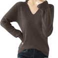 thumbnail image 2 of asjyhkr Tops For Women Long Sleeve Knit Cotton V Neck Sweater Pullover Basic T Shirts Solid Color, 2 of 7