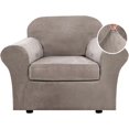 thumbnail image 1 of Modern Velvet Plush 4 Piece High Stretch Sofa Slipcover Furniture Protector Form Fit Luxury Thick Sofa Cover, Machine Washable, 1 of 6