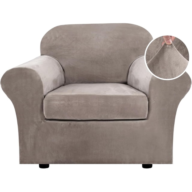 Modern Velvet Plush 4 Piece High Stretch Sofa Slipcover Furniture Protector Form Fit Luxury Thick Sofa Cover, Machine Washable