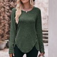 thumbnail image 5 of Timegard Tops for Women Ribbed Long Sleeve Scoop Neck Button Pullover Fall Casual Loose Tops Sweater, 5 of 5