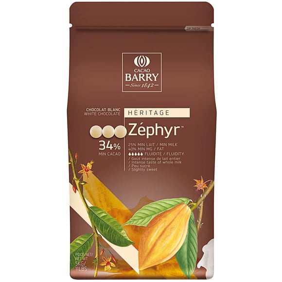 Cacao Barry Heritage Zephyr Pistoles au Chocolat Blanc 11 lb