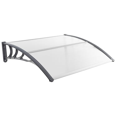 Costway Auvent de Fenêtre Extérieur 48 Pouces x 40 Pouces Auvent de Porte Auvent Extérieur Auvent Gris