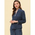 thumbnail image 3 of INSPIRE CHIC Blouse à Col à Volants Noué pour Femme Manches Longues Hauts L Bleu Foncé-Pois, 3 of 5