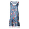 thumbnail image 3 of Pisexur Robe en Denim Aguichant pour Femme Sans Manches à Col en V, Robe Midi à Fleurs, Décontractée, Fente Latérale, Robe-Chemise en Jean, 3 of 4