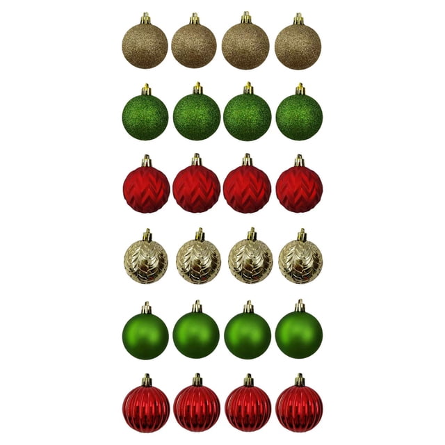 Décorations incassables Holiday Time, 24 unités, rouge/or/vert