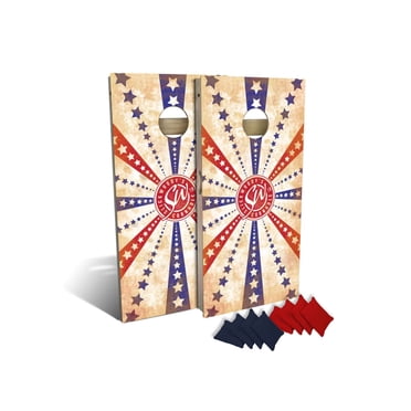 Slick Woody's Planches de Trou de Maïs de Qualité Professionnelle - Jeu de Lancer Patriotique de Trou de Maïs à Grain de Bois Massif 4'x2' avec 8 Sacs Remplis de Résine