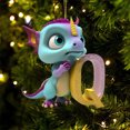 thumbnail image 1 of Fridja Personalized Dinosaur Christmas Ornament 26 Letters Hanging Pendant Ornaments 2024 Plastic Initial Monogram Xmas Tree Decorations with Hanging Rope Unique Customized Fun Gift for Kids (Q), 1 of 4