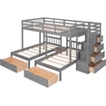thumbnail image 4 of Version Améliorée Lit Superposé Double sur Simple et Simple, Lit Superposé Triple en Bois Massif avec Tiroirs de Rangement et Escalier, Cadre de Lit Superposé Solide et Robuste avec Garde-Corps pour Enfants Ados Adultes (Gris), 4 of 9