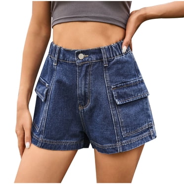 AherBiu Jean Shorts Womens High Waisted Stretchy Casual Summer Loose Wide Leg Vintage Demin Shorts