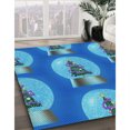 thumbnail image 3 of Ahgly Company Tapis d'Intérieur Lavable en Machine Carré Bleu Transitionnel, 3 Pieds Carré, 3 of 7
