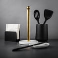 thumbnail image 3 of Thyme and Table, Paper Towel Holder with Ribbed Ceramic Base, White and Gold, 3 of 4