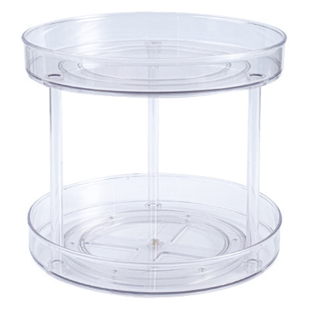 Rotating Organizer Transparent Double Layer 360° Rotatable Kitchen Seasonings Rack Makeup Holder Lazy Susan Turntable