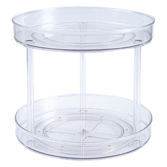Rotating Organizer Transparent Double Layer 360° Rotatable Kitchen Seasonings Rack Makeup Holder Lazy Susan Turntable