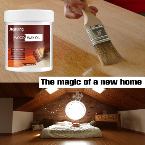 Outdoor Wood Wax Oil for Solid Wood Furniture, Water-Based Tung Oil Transparent Protective Finish, Long-Lasting Wood Polish for Floors Deck Stairs with Natural Glossy Seal