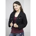 thumbnail image 2 of Veste en Denim Extensible Courte à Boutons pour Femmes Grande Taille, Manteau Oversize pour Dames, 2 of 7
