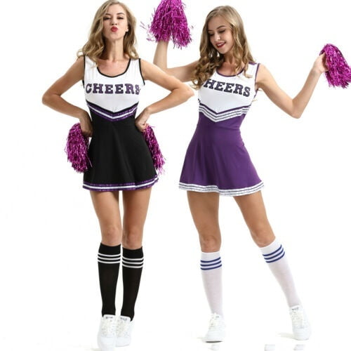 Déguisement de Pom-Pom Girl pour Femmes, Uniforme d'Écolière, Tenue de Fête