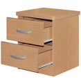 thumbnail image 3 of Pemberly Row Contemporary Faux Wood 2 Drawer Nightstand in Beech, 3 of 7