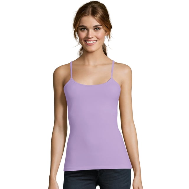 Hanes Camisole en Coton Extensible pour Femmes avec Soutien-Gorge Intégré, m, Lilas Enchanté