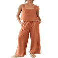 thumbnail image 1 of Women‘s 2 Piece Outfits Square Neck Cotton Tank Crop Top Wide Leg Pants Matching Lounge Set Tracksuit Pockets, 1 of 8