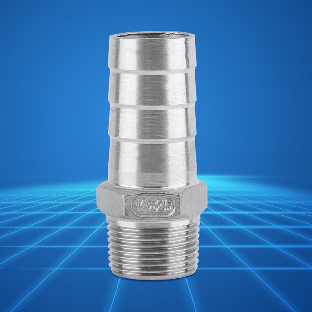 Ccdes Adaptateur de Queue de Tuyau Raccord de Tuyau à Filetage Mâle en Acier Inoxydable SS304 Raccord de Queue de Tuyau à Barbe BSP 1/8 3/4, Raccord de Tuyau à Barbe
