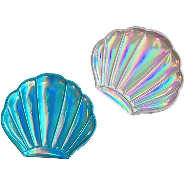 MasteelfCA 2 Pcs Miroir Portable Forme Coquille Colorée Miroir Grossissement Double Face Miroir de Maquillage Compact