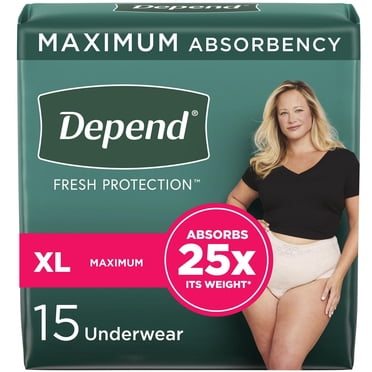Depend Fresh Protection sous-Vêtements pour Incontinence pour Adultes pour Femmes (Anciennement Depend Fit-Flex), Jetables, Maximum, S-TG, Blush