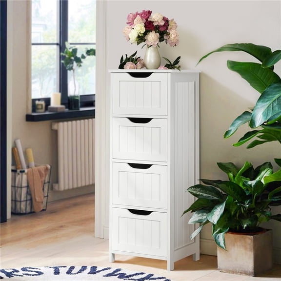 Yaheetech Armoire de Salle de Bain Autoportante avec 4 Tiroirs
