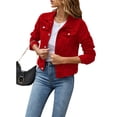 thumbnail image 2 of Women?s Denim Jacket Long Sleeve Button Down Casual Jean Jacket with Pockets S-XXL, 2 of 5