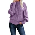 thumbnail image 1 of Ladies Mid Neck Sweater Women's Turtleneck Tops Loose Long Sleeve Knit Button Pullover Fleece Men Solid Color Sweater Pullover Women's Pullover Sweaters Plus Size Top, 1 of 6