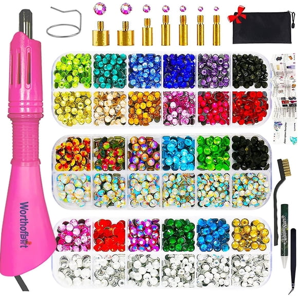 Rhinestone Setter Applicator ToolKit Hot Fixed Wand Bedazzler Kit 4080Pcs AB Crystal Clear Colors Tips Gems Tweezers Jewel Pi_Special Gift