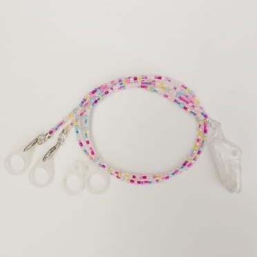 Hearing Aid Clips to Prevent Loss for Children, Adults, Anti-Lost BTE Hearing Aid Lanyard Protector with Silicone Loops,Colorful Seed Beads Chain (Rose red)