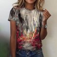 thumbnail image 1 of EGNMCR T-Shirts pour Femmes Mode Féminine Décontractée Blouse Ample Imprimée Col Rond T-Shirt Chemises Blouse T-Shirt Imprimé, 1 of 5