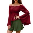 thumbnail image 2 of Soki Womens Renaissance Victorian Peasant Ruffle Smocked Waist Boho Pirate Shirt Blouse Cosplay Costume, 2 of 9