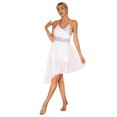 thumbnail image 3 of Oyolan Robe de Danse Ballet à Sequins pour Femmes Bretelles Spaghetti Col en V Ourlet Haut Bas Danseuse Lyrique Blanche G, 3 of 7