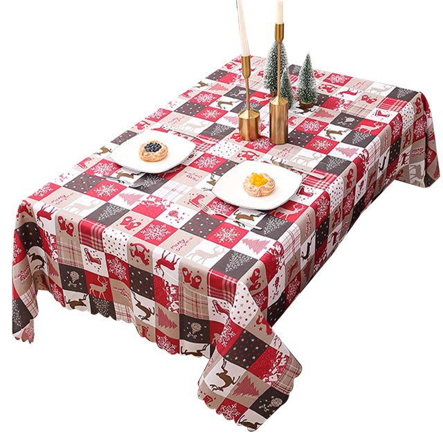 Nappe Anti-Décoloration Durable Réutilisable pour Salle à Manger de Noël, Couverture de Table pour Cadeaux