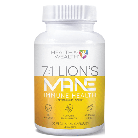 Lion’s Mane Mushroom Capsules 7:1 + Astragalus 10:1 by Health IS Wealth | Organic Brain Booster, Memory & Focus Support, Immune Health, Adaptogen, Vegan Supplement | 60 Capsules