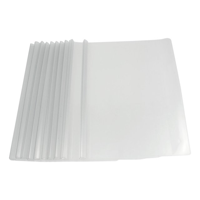 Unique Bargains Dossiers à Barre Coulissante, Format A4, Blanc Transparent, 10 Unités. un Ensemble de 10 Dossiers en Plastique avec un design à Barre Coulissante, Parfaits pour Organiser des documents, Papiers et Rapports Format A4. Chaque Dossier Mesure Environ 31 x 22 cm (12,2 x 8,7 Pouces) et Présente une Finition Blanc Transparent. Convient à l'Organisation du Bureau, aux Systèmes de Classement, au Bureau, à l'École Ou à l'Usage Quotidien.