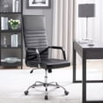 thumbnail image 2 of Leather Office Chair, High back Ribbed Executive Modern Conference Room Chairs with Arms Task Chair Adjustable Swivel Chair for Home Office, Black, 2 of 7