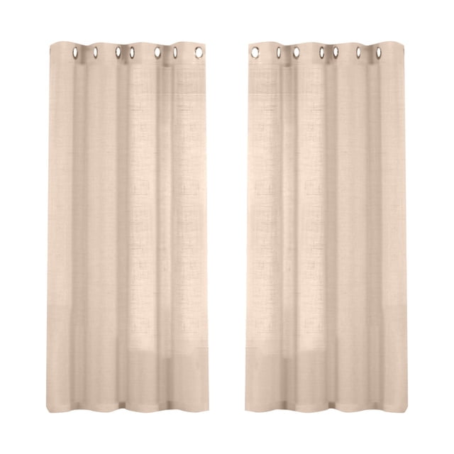 Clearance Linen Sheer Curtains 63 Inch Length Semi Sheer Curtains Silver Linen Curtain Panels For Living Room/Bedroom Light Filtering Curtains 2 Panels