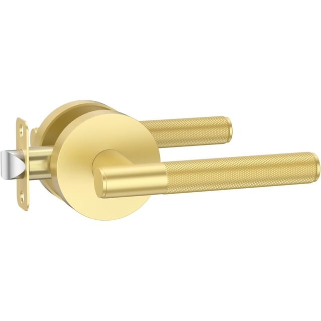 Poignées de Porte Mates Intérieures Moletées Intimité Poignées de Porte Levier de Porte Robuste pour Chambre Ou Salle de Bain Réversible Sans Clé pour Portes Gauche Droite AM