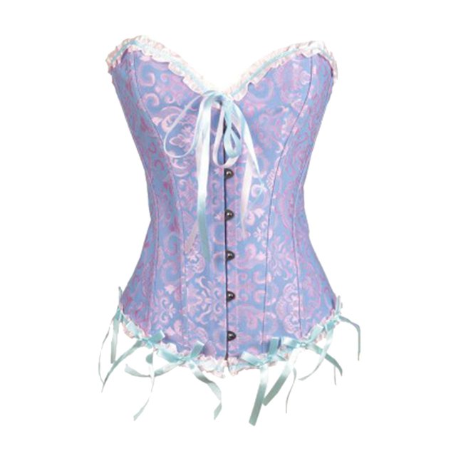 Esquirla Robe Corset à Fleurs pour Femme Camisole Débardeur Vintage à Spirale à Armatures en Acier à Lacets Bleu